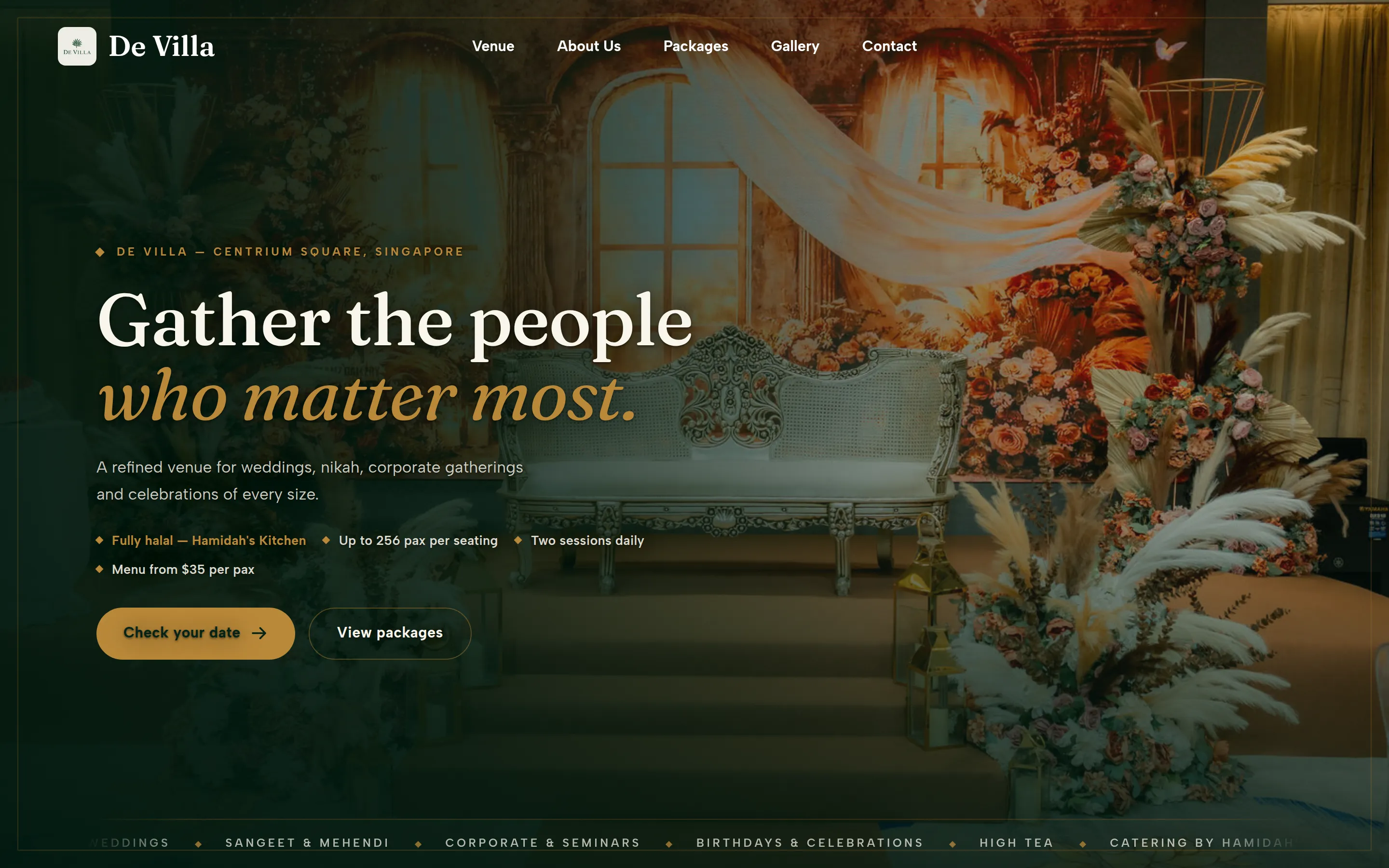 De Villa website homepage